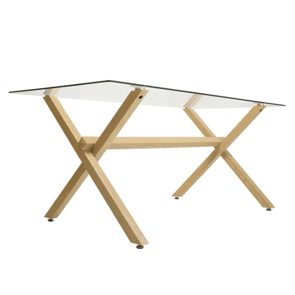 Mesa De Vidrio X 140 Con Patas Simil Madera