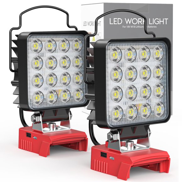 Luz De Trabajo Led 60 W 6000 Lúmenes Inalámbrica 18 V 2 Unidades