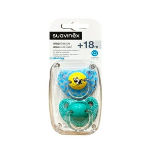 Suavinex - Chupetes Panda Azul Con Tetina Anatómica De Silicona +18 Meses