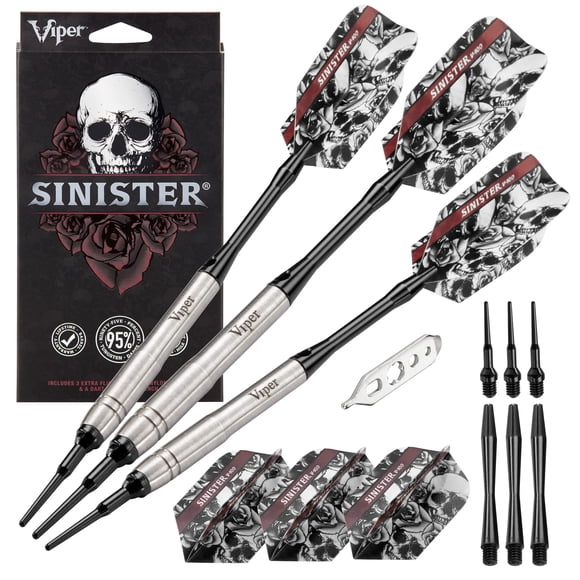 Darts Viper Sinister, 95% tungsteno, 18 g, con funda para dardos Casemaster