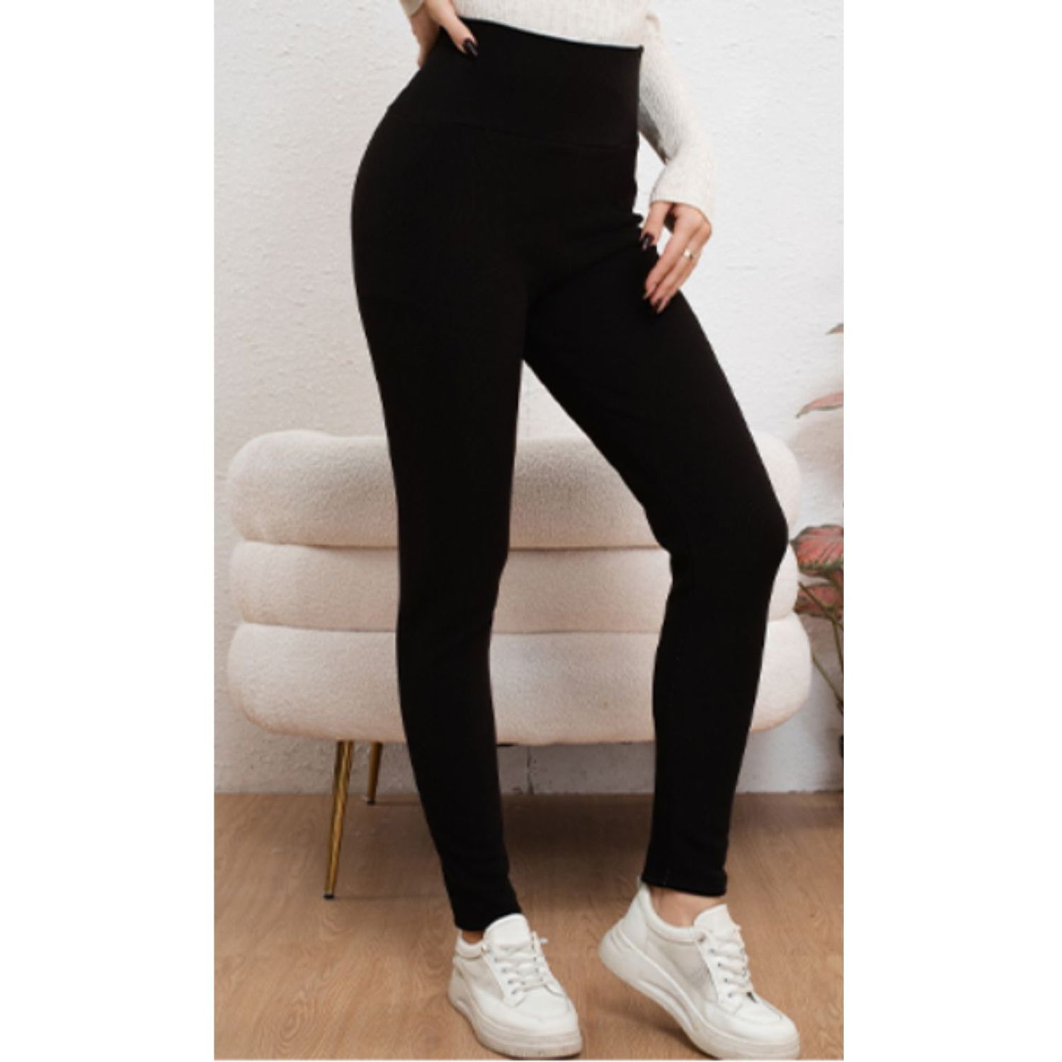 Likeshop - Pantalón Mujer Calza Gruesa Fleece Acanalado Interior Frisado 2038