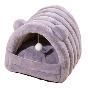 Ioensy - Cama Cueva Para Mascotas, Nido Suave Semicerrado Para Gatos, Erizos, Animales Pequeños, Gris L