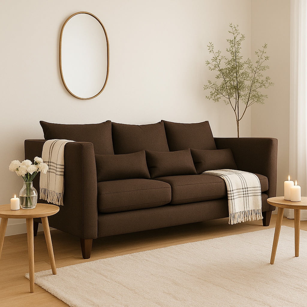 Casa Wow Deco - Sofá 3 Cuerpos Lyra Café Tela – Confort Y Estilo Para Tu Hogar