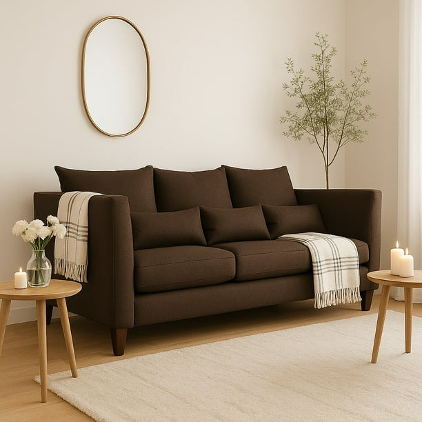 Sofá 3 Cuerpos Lyra Café Tela – Confort y Estilo para tu Hogar