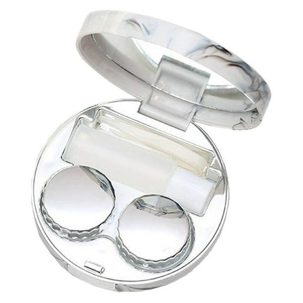 Estuche para lentes de contacto, estuche de viaje con espejo, pinzas y herramienta para quitar lentes de contacto, frasco con solución para uso diario en exteriores y oficinas.