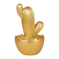 Fliperex - Adorno Cactus De Resina Dorado Decoracion Mesa Oficina D3
