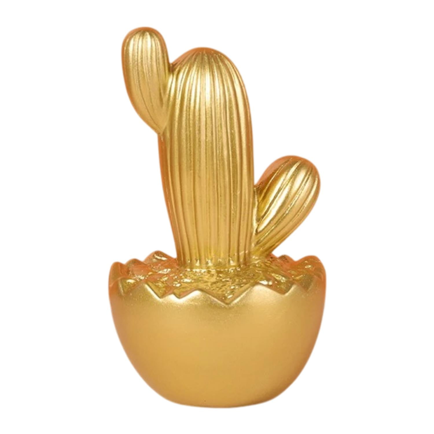Fliperex - Adorno Cactus De Resina Dorado Decoracion Mesa Oficina D3 Dorado