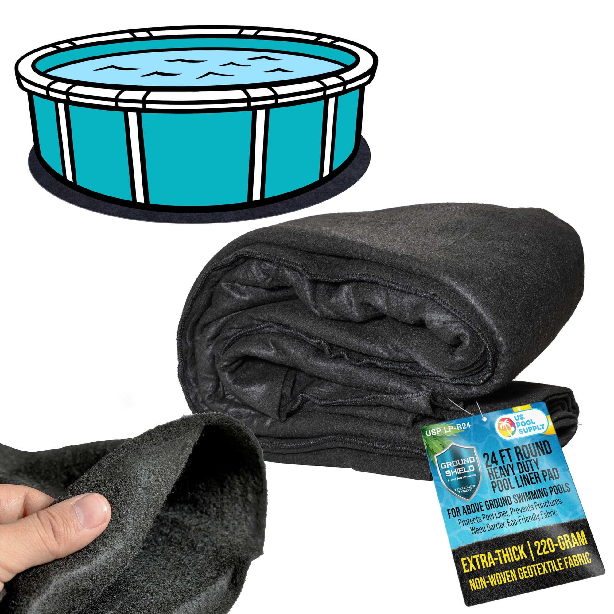 U.s. Pool Supply - Alfombrilla Protectora Para Liner De Piscina Redonda De 24 Pies, Resistente