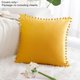 thumbnail image 3 of Funda de Almohada de Terciopelo PiccoCasa con Pompones para Sofá Cama 1PCS Amarillo Dorado 16x16 Pulgadas, 3 of 7