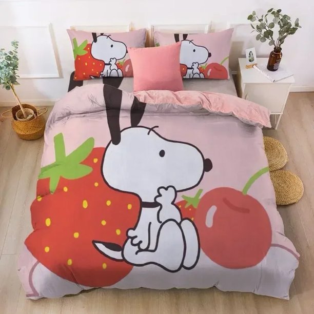 Happy Puppy Quilt Cover ,Snoopy Bedding Sets for Children,Cute Dog Quilt Cover Cute Decor Comfortable Set Teenager Chil Bed Sheets