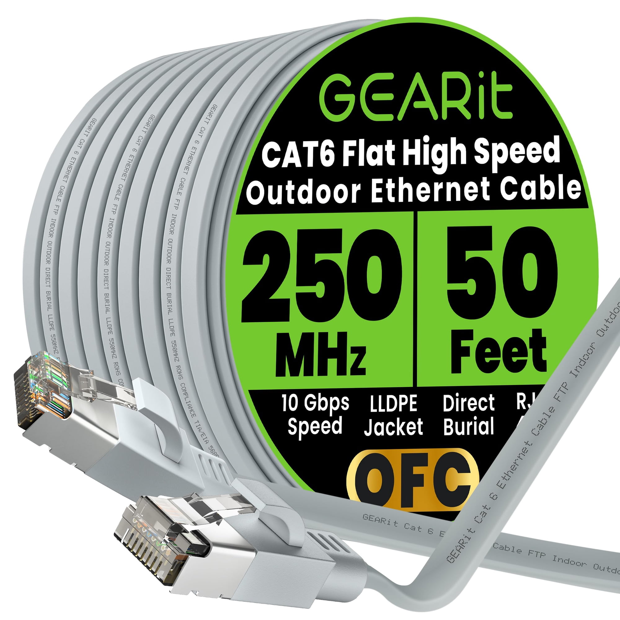 Cable Ethernet Gearit Cat6 Plano Para Exterior 15 M 10 Gbps