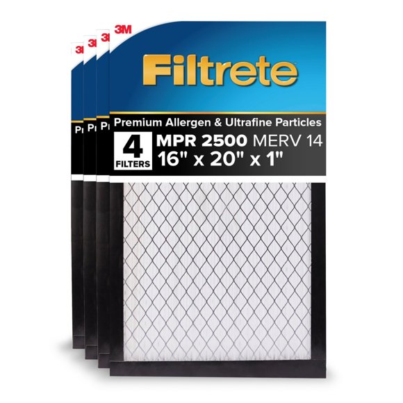 Filtro de aire Filtrete 16x20x1 MERV 14 MPR 2500, paquete de 4
