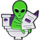 thumbnail image 1 of Broches de extraterrestre, broches para mochilas | Broche de metal con dibujos animados, aleación de zinc, diseño de extraterrestre leyendo periódico, broches bonitos para mochilas, regalos de cumplea, 1 of 7
