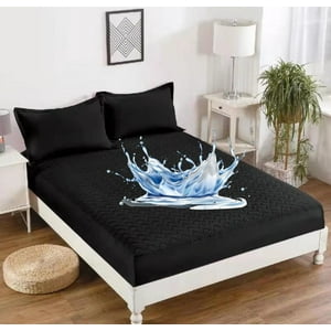 Aladdins Shop - Cubrecolchon Forro Impermeable Para Cama King Color Negro