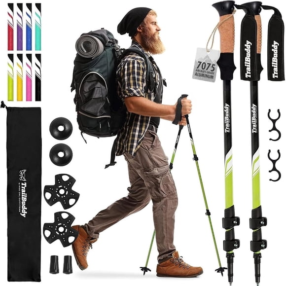 Bastones de trekking TrailBuddy de aluminio 7075, ligeros