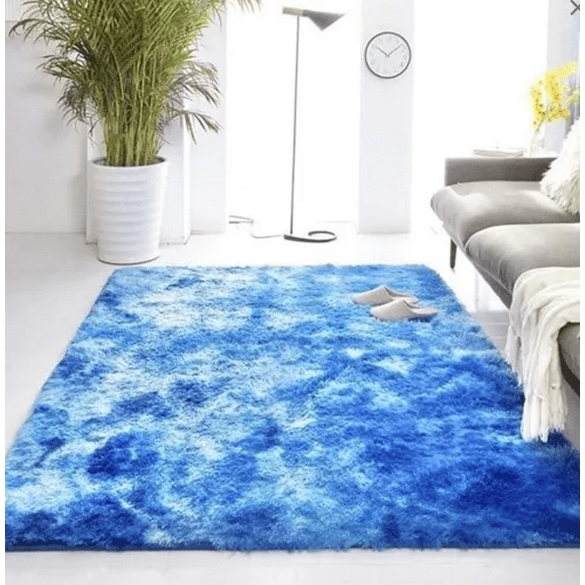 Genérico - Alfombra Peluda Living Hogar 150x200 Cm Azul Jaspeado