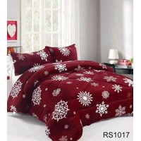 Aladdins Shop - Cobertor De Invierno De Plush Y Chiporro 2 Plazas Burdeo Copos De Nieve