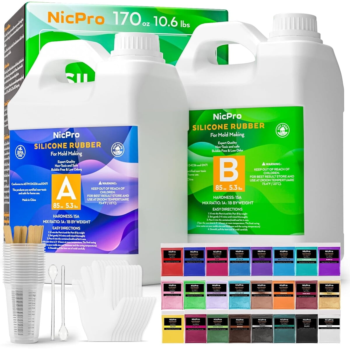 Kit Silicona Nicpro 170oz 15a Para Moldes Caucho Platino