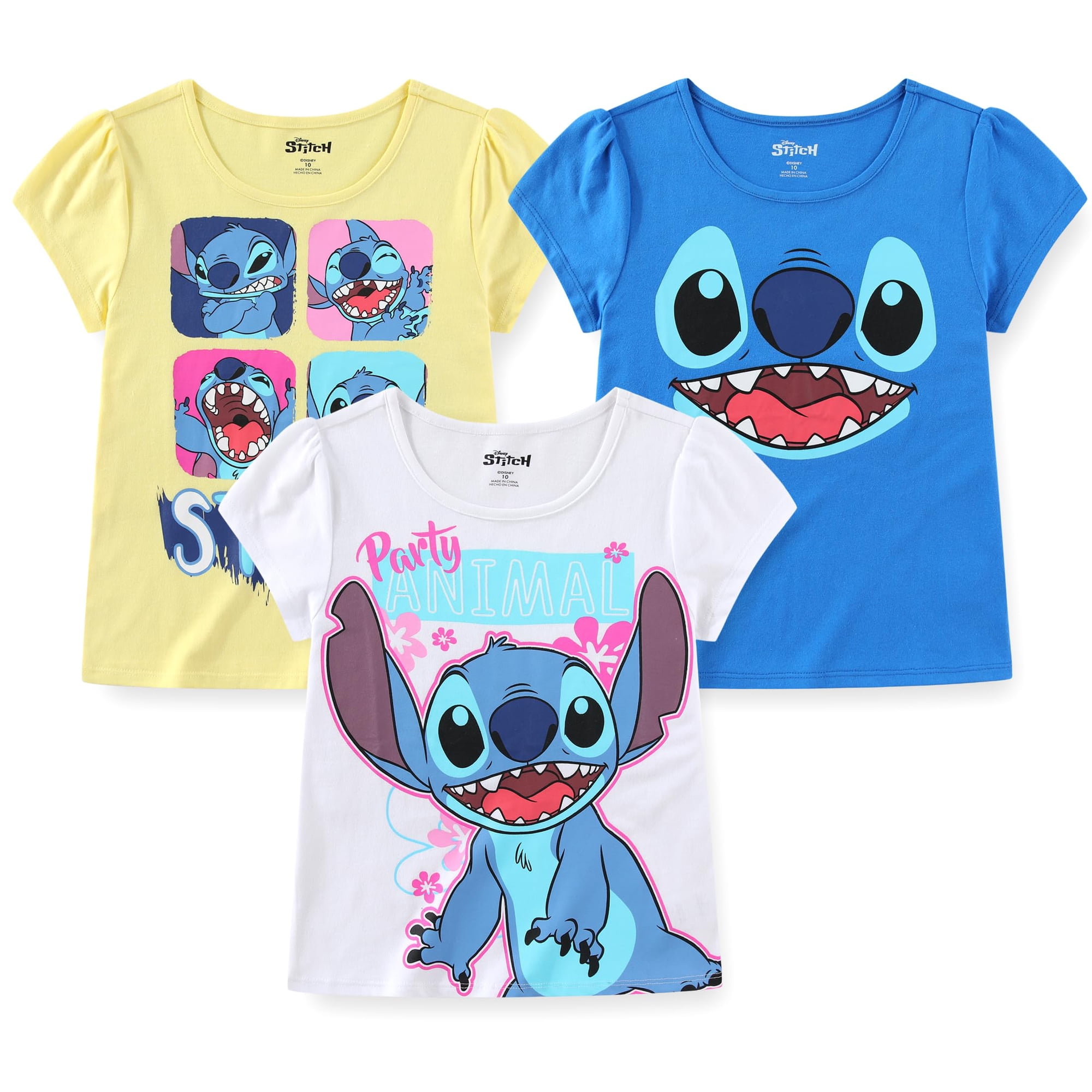 Disney - Lilo Y Stitch Conjunto De 3 Remeras De Manga Corta Para Niñas