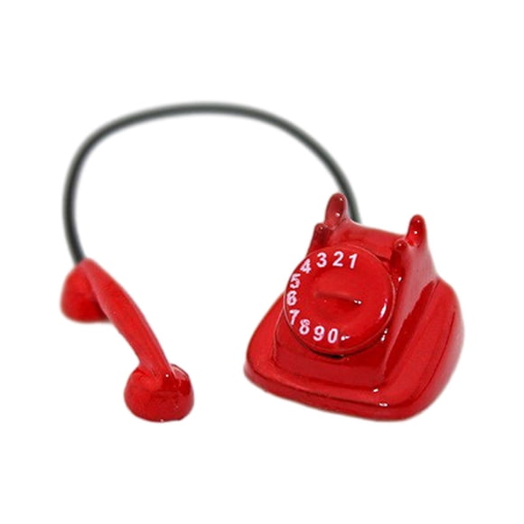 1/12 Casa De Muñecas Retro Teléfono Rotatorio Decoración Para Casa De Muñecas Accesorios Rojo