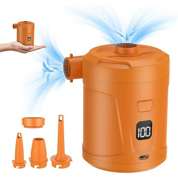 Bomba De Aire Eléctrica Para Inflables, 5200 Mah Portable Air Pump, Mini Bomba De Aire Con 4 Boquillas Y Visualización Led Para Anillo De Natación, Colchones De Aire Y Camping