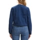 thumbnail image 3 of INSPIRE CHIC Chaqueta de Mezclilla para Mujer sin Cuello Borde Deshilachado Manga Larga Botón Frontal Chaquetas de Jean Cortas XL Azul Oscuro, 3 of 6