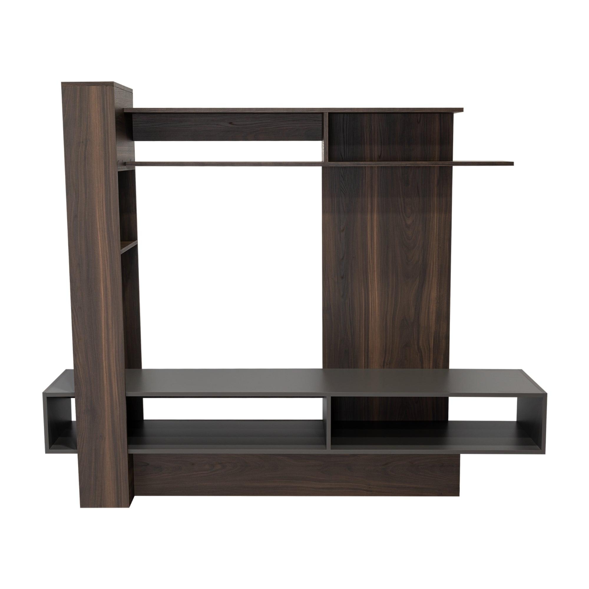 Fmfurniture - Estante 60 Con 4 Repisas Fm-004o Café Oscuro Y Plomo