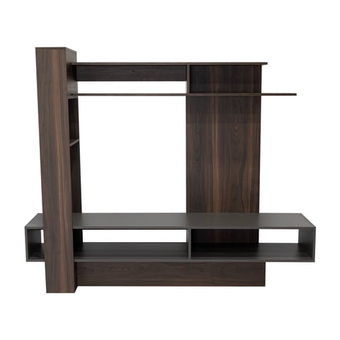 Fmfurniture - Estante 60 Con 4 Repisas Fm-004O Café Oscuro Y Plomo