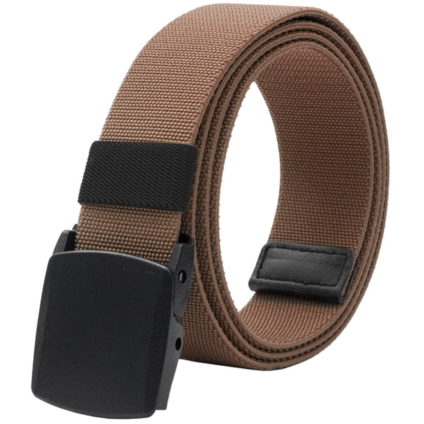 Cinturones elásticos para hombre con hebilla de plástico sin metal para trabajo y deportes, 130cm, Marrón