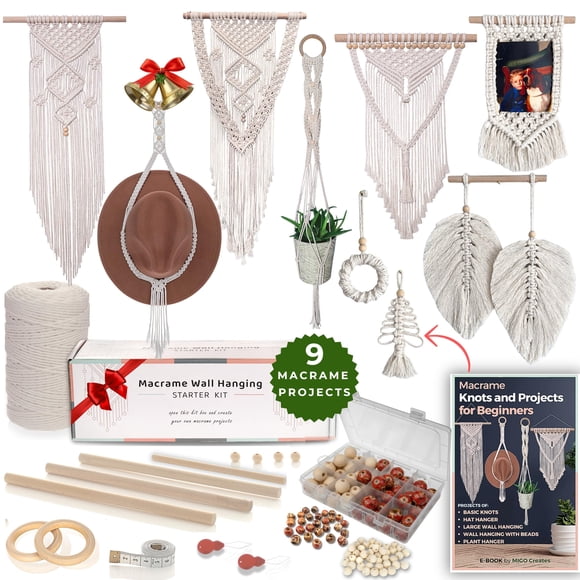 Kit de macramé MIGO Creates – 115 piezas para proyectos de bricolaje para principiantes