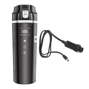 Magideal - Hervidor De Agua Para Coche De 12V Y 24V, Taza Calefactora, Hervidor Eléctrico, Caldera De Agua Caliente Para Coches De Agua Con Calefacción De Leche Negro