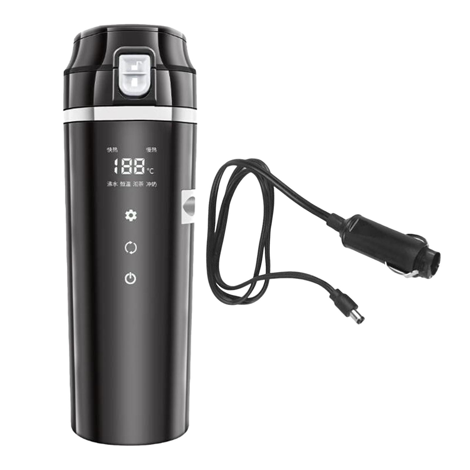 Magideal - Hervidor De Agua Para Coche De 12V Y 24V, Taza Calefactora, Hervidor Eléctrico, Caldera De Agua Caliente Para Coches De Agua Con Calefacción De Leche Negro