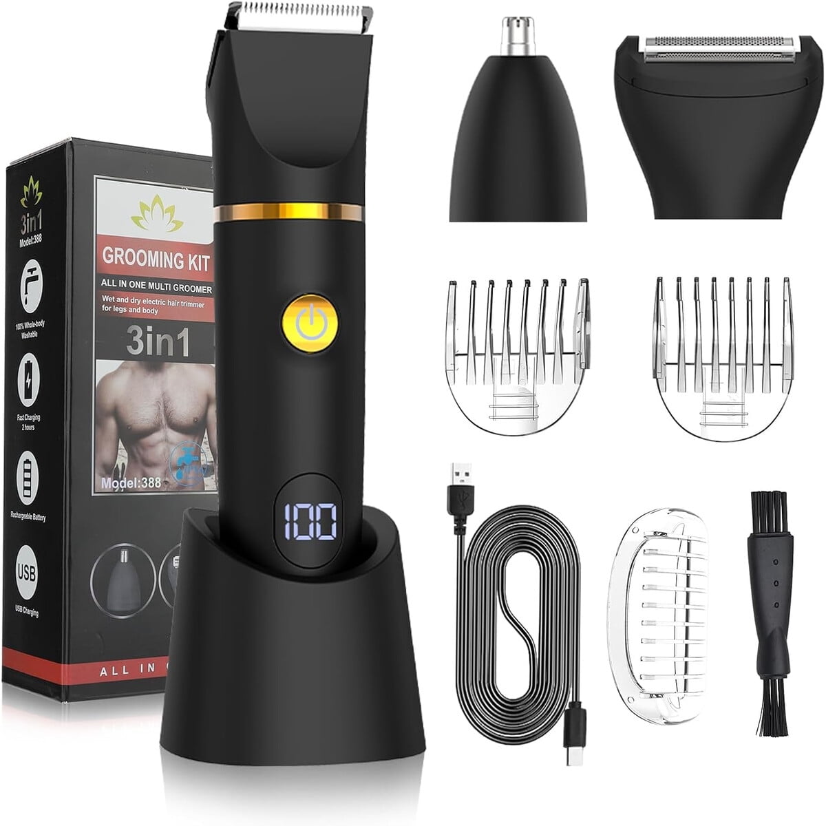 Cortapelos Corporal Qreeyx 3 En 1 Hombre Modelo 388