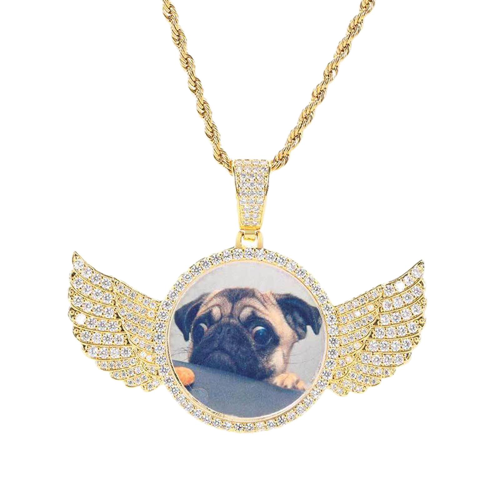 Magideal - De Imagen Ángel De Cobre Colgante Adornos Personalizados Colgante De Cadena De Fotografía Para Baile De Graduación Cóctel Boda Aaa , Oro