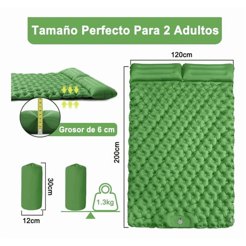 Genérico - Colchoneta Inflable Para Camping Con Bomba De Pie 2 Personas