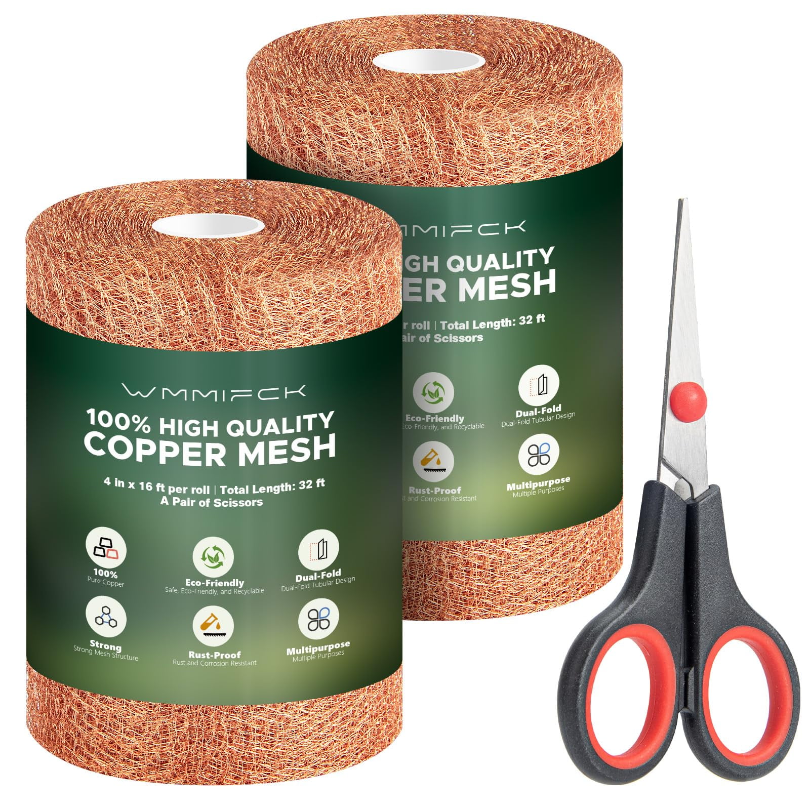 Kit De Control De Roedores Wmmifck, Malla De Cobre De Tercera Generación, 32 Pies Con Tijeras
