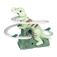 Magideal - Juego De Pista De Carreras De Caza De Dinosaurios Eléctricos, Juguete De Montaña Rusa, Juego De Dinosaurios, Tobogán De Escalada De Dinosaurios Para N