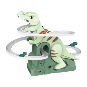 Magideal - Juego De Pista De Carreras De Caza De Dinosaurios Eléctricos, Juguete De Montaña Rusa, Juego De Dinosaurios, Tobogán De Escalada De Dinosaurios Para N