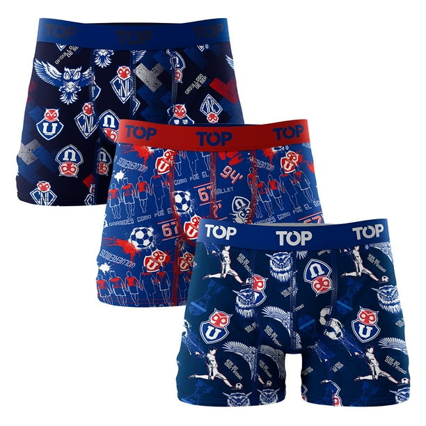 Bóxer Medio Algodón Universidad de Chile Pack 3 C6 TOP