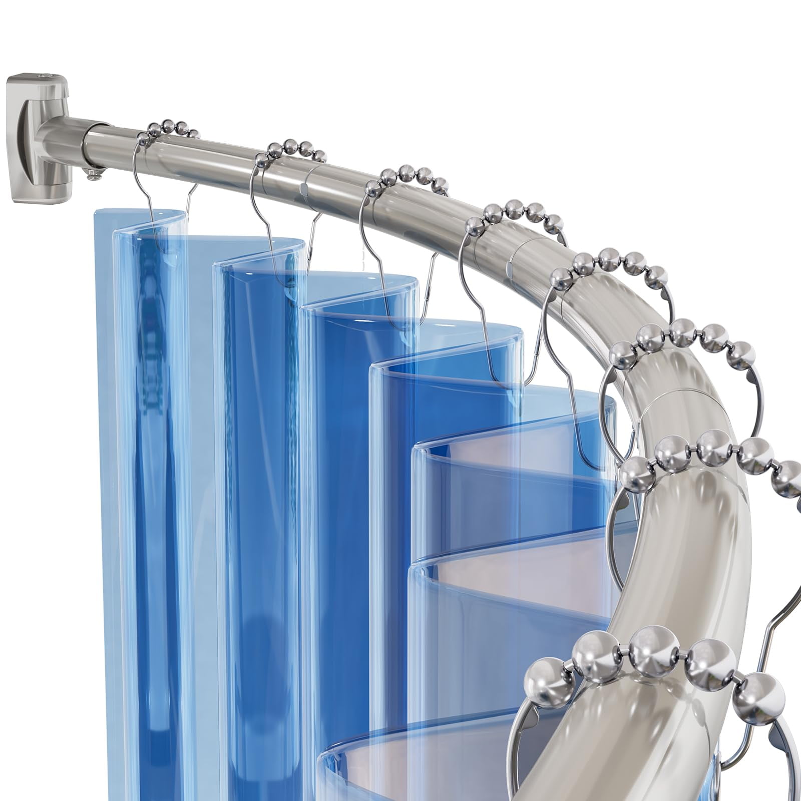 Barra Curva Para Cortina De Ducha Amazerbath, 50-213 Cm, Niquelada