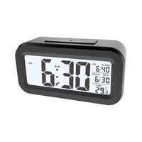 Magideal - Reloj Despertador Digital Con Pantalla Lcd De Temperatura Interior, Reloj Moderno Con Función Snooze Para Sala De Estar, Escritorio De Decoración Del Negro