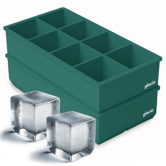 Bandejas para cubitos de hielo Glacio, pack de 2, 8 cubos grandes cuadrados