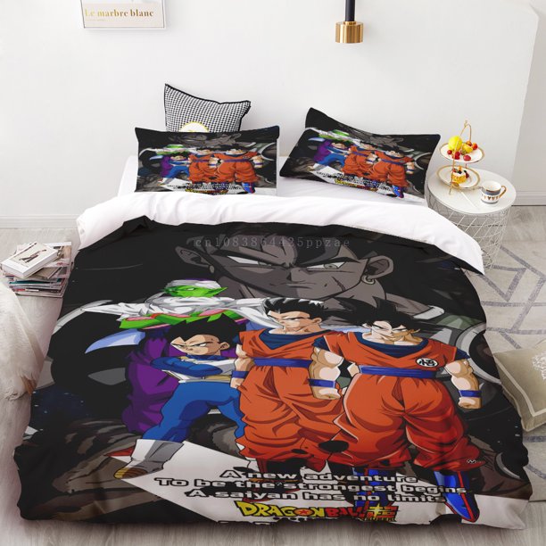 Duvet Cover Anime Dragon-Ball Bedding Set,Goku Comforter Quilt Cover Set Super Saiyan Bedding Set for Adult Kids Children Gift Bed Sheets