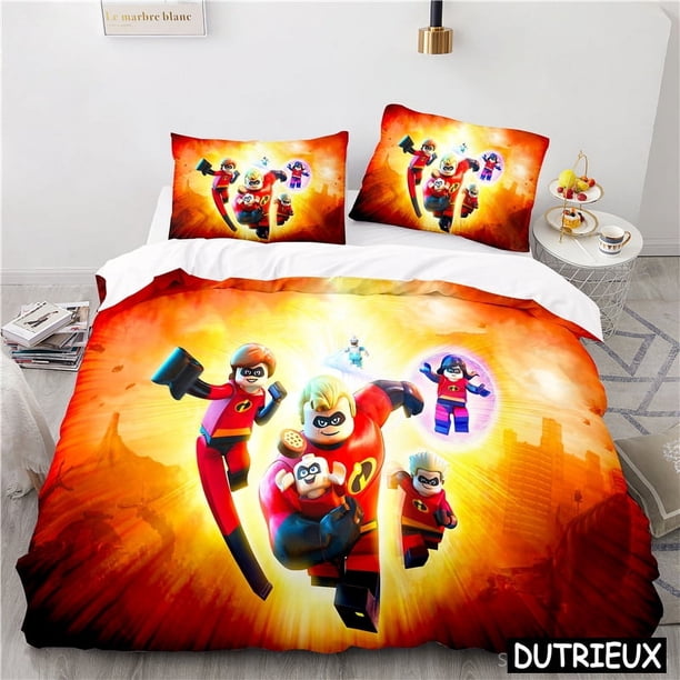 x2125 Bed SheetsThe Incredibles Bedding Set Kids Boys Girls Cartoon Duvet Cover Set Comforter Cover Pillowcase Home Textile Bedclothes 3-Piece Bedding Set (1 Duvet Cover + 2 Pillow Shams) nj2125