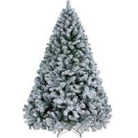 Árbol De Navidad Yaheetech, Abeto Cubierto De Nieve De 7.5 Pies Con Soporte