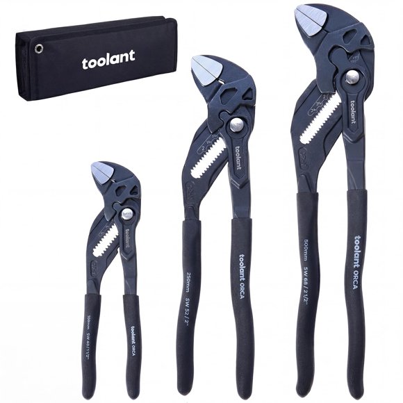 Juego de alicates y llave toolant 18/25/30 cm acero CR‑V