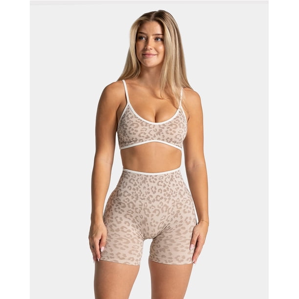 Set Deportivo Mujer Animal Print Short Tiro Alto Y Top
