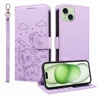 Funda Billetera Foxdock Compatible Con Iphone 15 Plus , Diseño Perrito Tierno, Ranuras Para Tarjetas Y Soporte Plegable