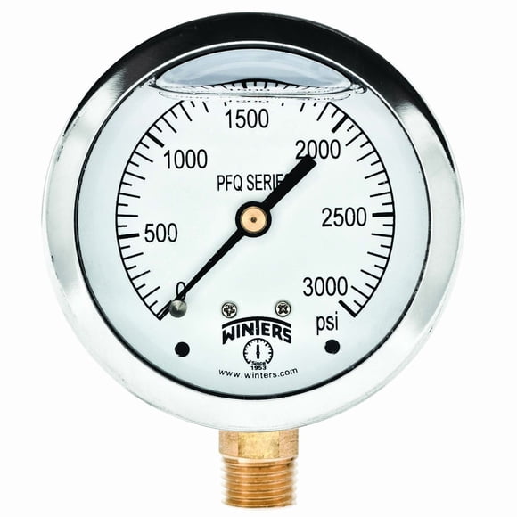 Manómetro Winters de 2,5 cm con esfera de 0-3000 psi, 1,5% Acc Glicerin