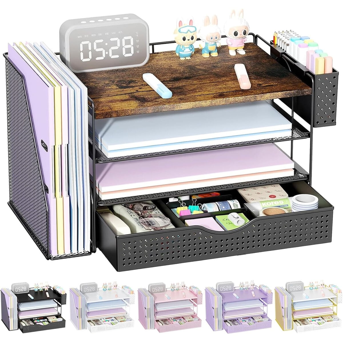 Gianotter - Organizador De Escritorio De Madera 4 Niveles